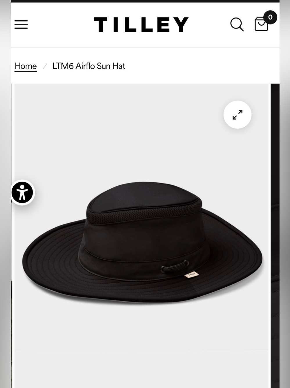 Tilley 🇨🇦 Airflo Sun Hat LTM6 - Black - UPF 50+ - Water Repellent Wide Brim